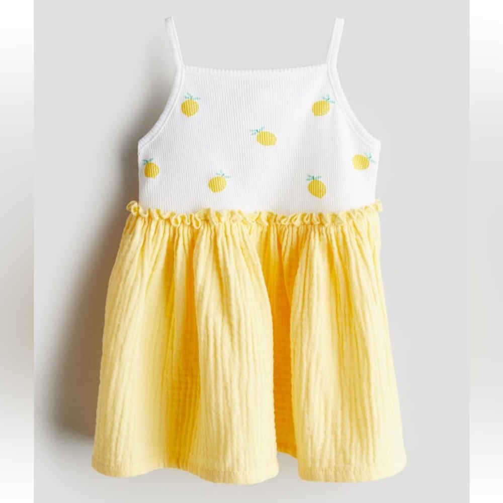 H&M Baby Lemon Print Cotton Muslin Tank Dress